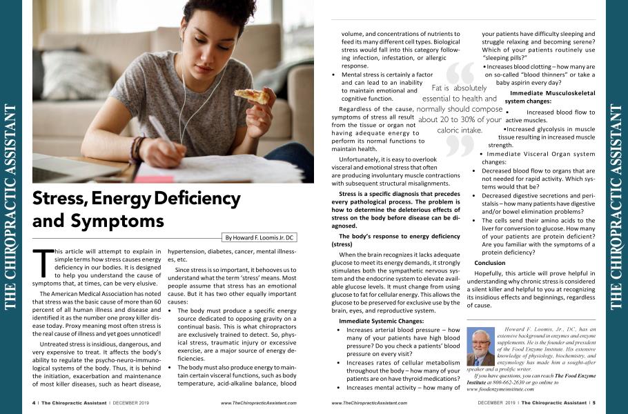Stress, Energy Deficiency and Symptoms