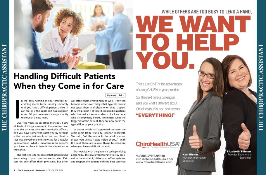 Handling Difficult Patients When they Come in for Care
