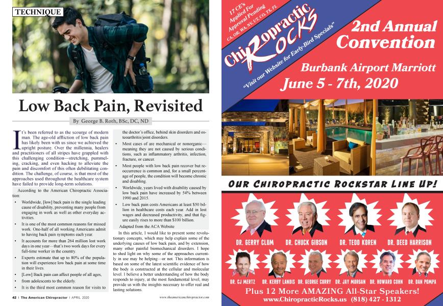 Low Back Pain, Revisited