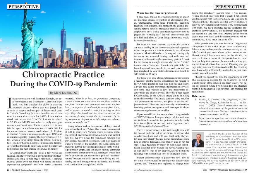 Chiropractic Practice During the COVID-19 Pandemic
