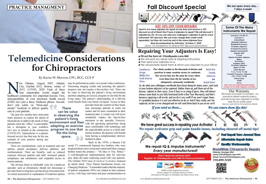 Telemedicine Considerations for Chiropractors