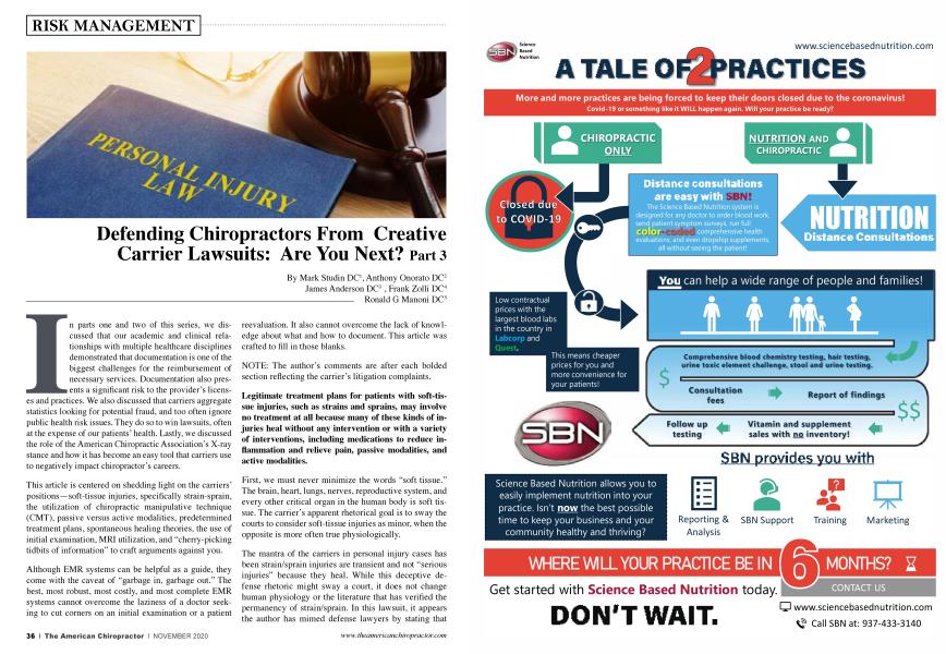 Defending Chiropractors From Creative Carrier Lawsuits: Are You Next? Part 3