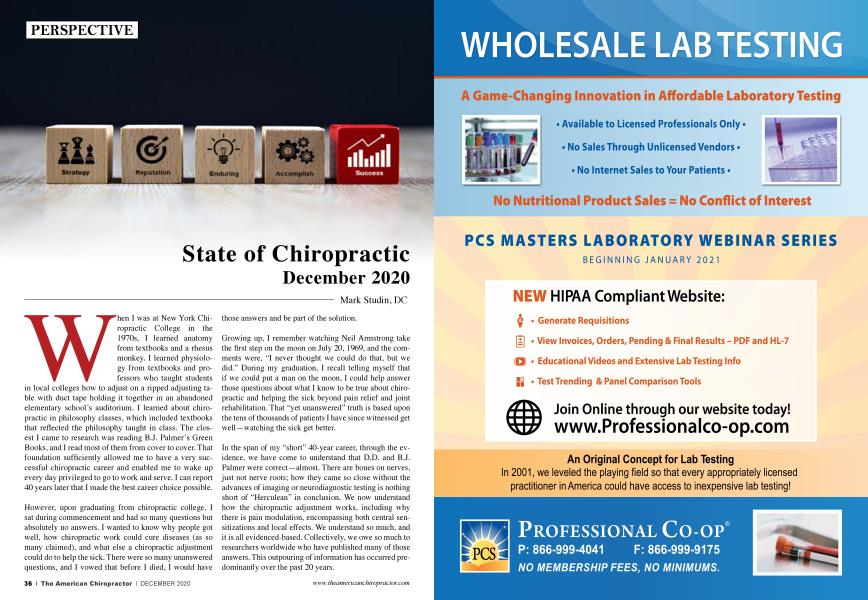 State of Chiropractic December 2020
