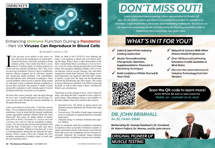 Enhancing Immune Function During a Pandemic - Part VIII Viruses Can Reproduce in Blood Cells