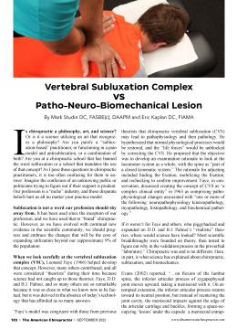 Vertebral Subluxation Complex vs Patho-Neuro-Biomechanical Lesion, Page: 103 - APRIL 2022 | The American Chiropractor