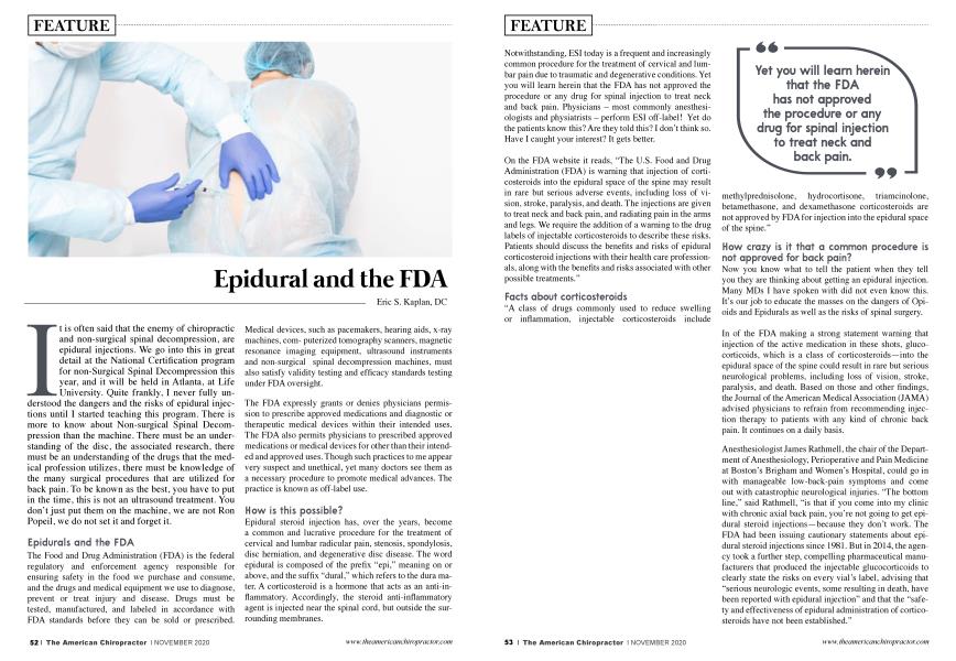 Epidural and the FDA