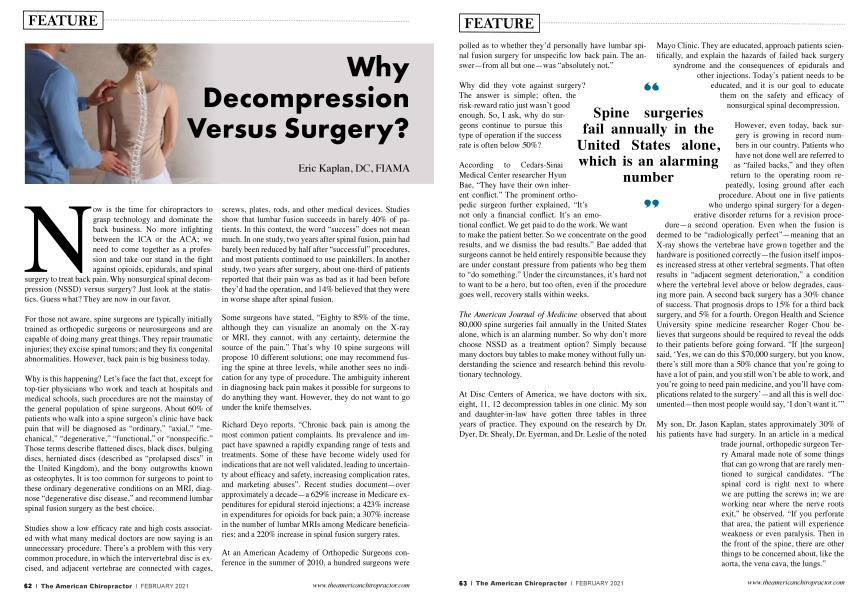 Why Decompression Versus Surgery?