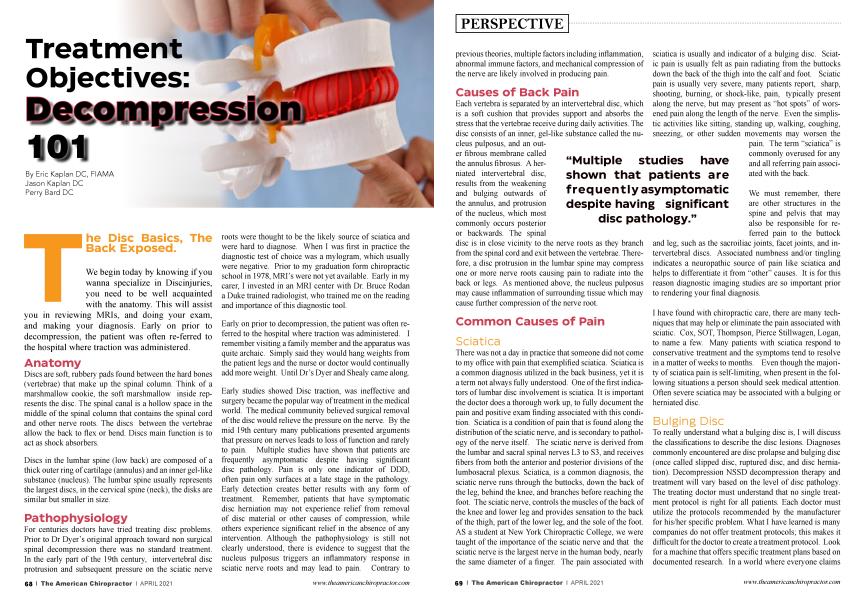 Treatment Objectives: Decompression 101