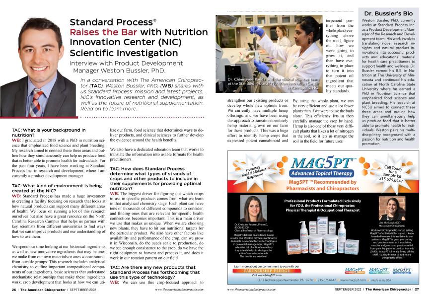 Standard Process® Raises the Bar with Nutrition Innovation Center (NIC) Scientific Investigation