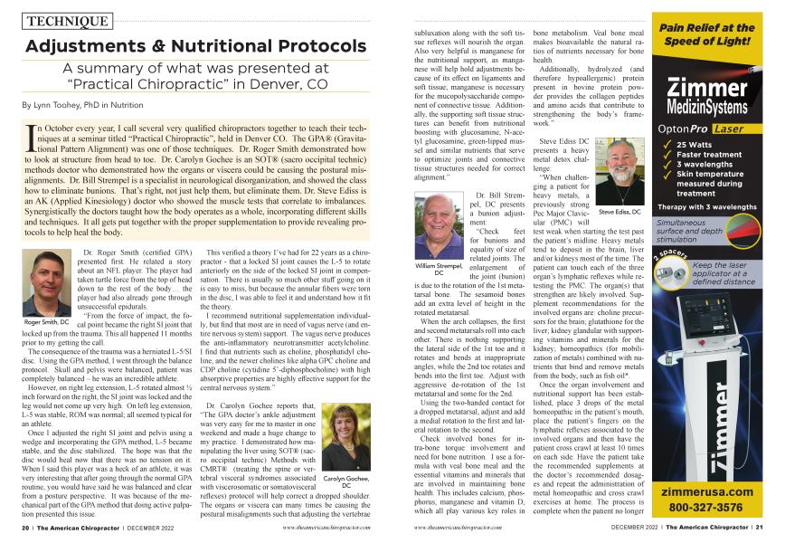 Adjustments & Nutritional Protocols