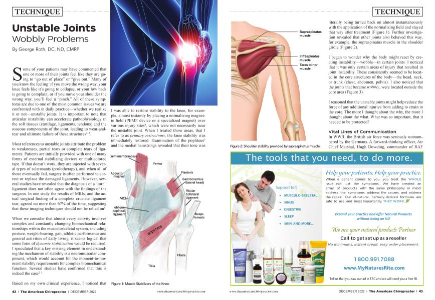 Unstable Joints Wobbly Problems | The American Chiropractor | DECEMBER 2022