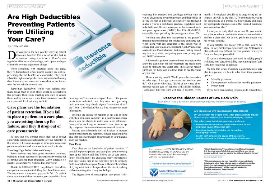 Are High Deductibles Preventing Patients from Utilizing Your Care?