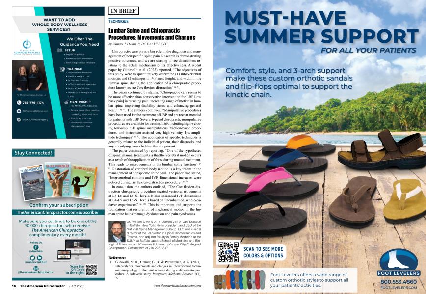 Lumbar Spine and Chiropractic Procedures: Movements and Changes