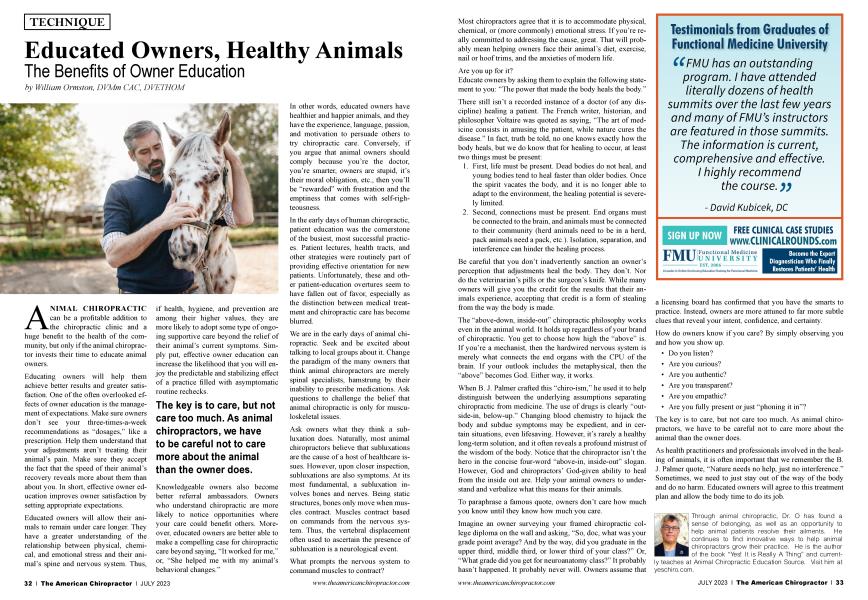 Educated Owners, Healthy Animals