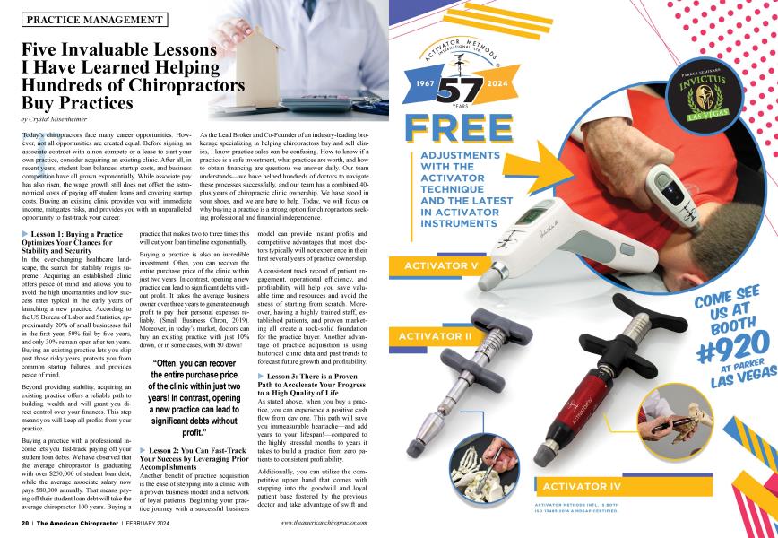 Five Invaluable Lessons I Have Learned Helping Hundreds of Chiropractors Buy Practices