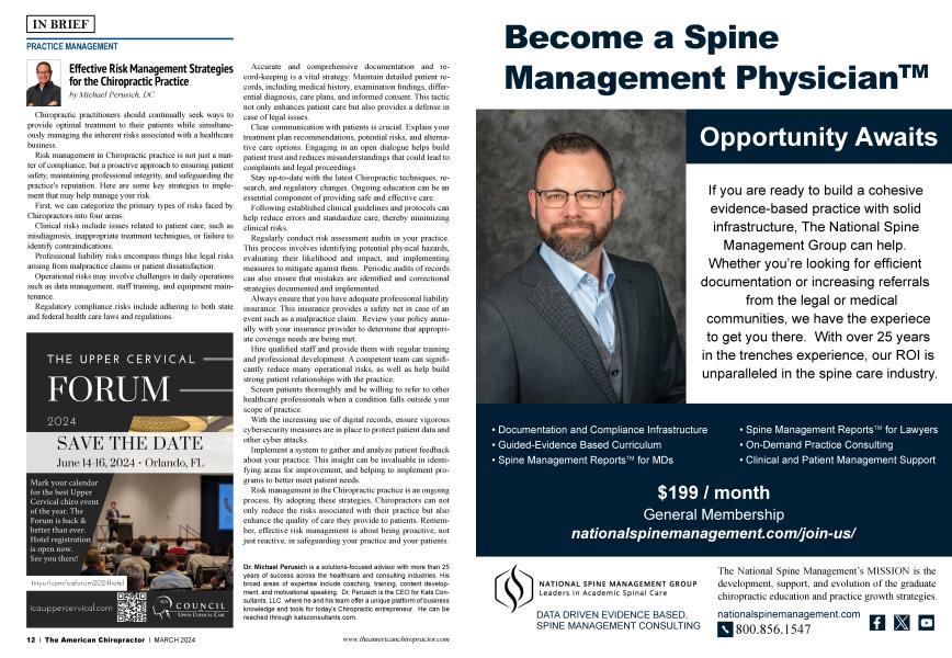 Effective Risk Management Strategies for the Chiropractic Practice