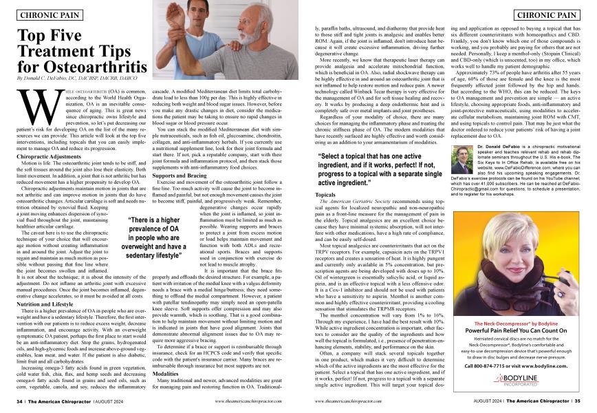 Top Five Treatment Tips for Osteoarthritis