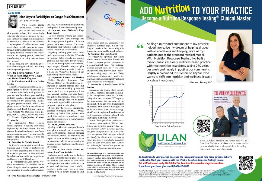 Nine Ways to Rank Higher on Google As a Chiropractor