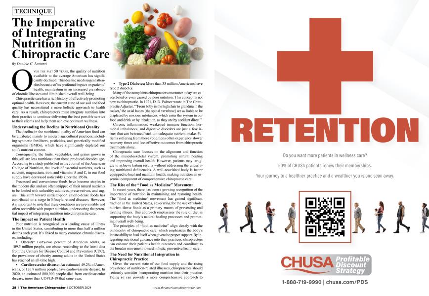 The Imperative of Integrating Nutrition in Chiropractic Care