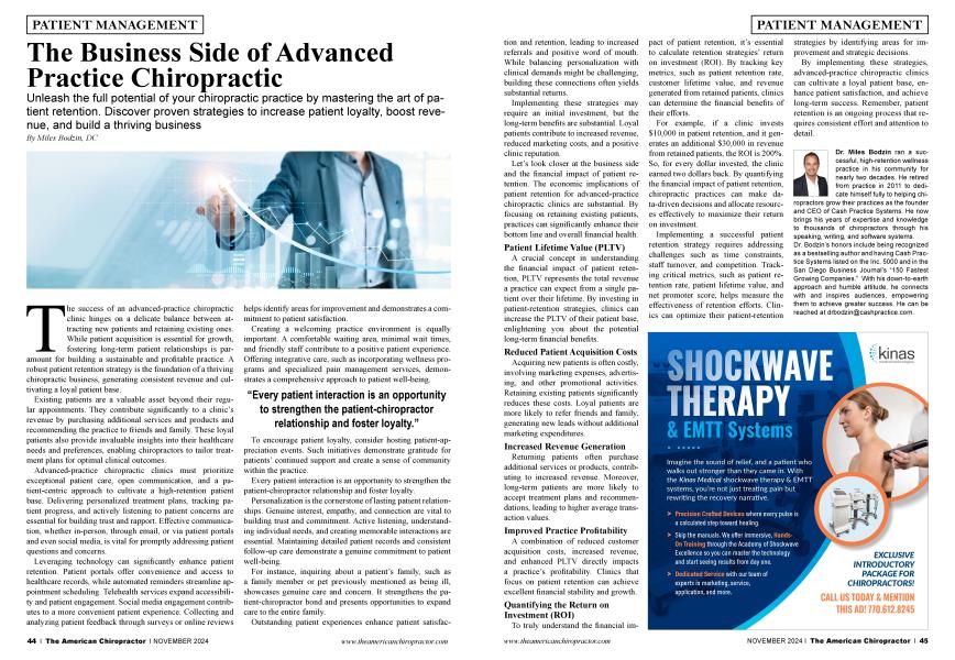 The Business Side of Advanced Practice Chiropractic