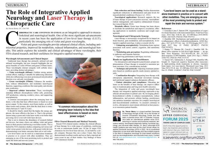 The Role of Integrative Applied Neurology and Laser Therapy in Chiropractic Care
