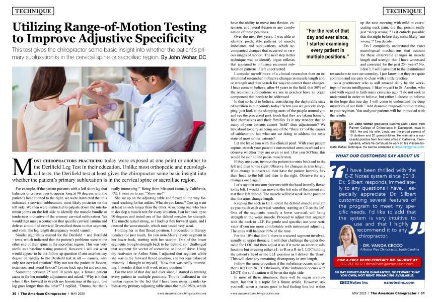 Utilizing Range-of-Motion Testing to Improve Adjustive Specificity