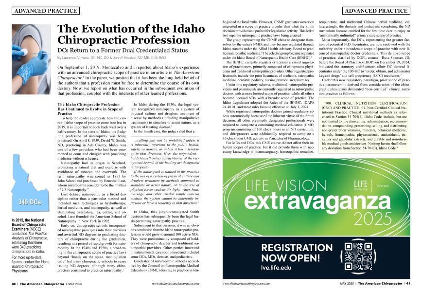 The Evolution of the Idaho Chiropractic Profession