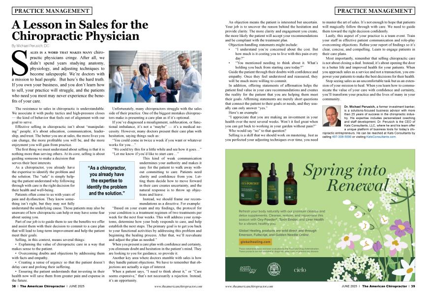 A Lesson in Sales for the Chiropractic Physician