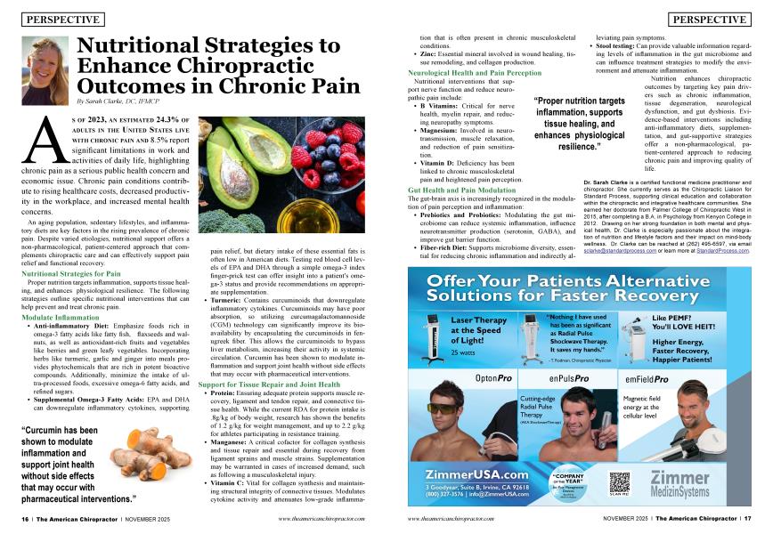 Nutritional Strategies to Enhance Chiropractic Outcomes in Chronic Pain