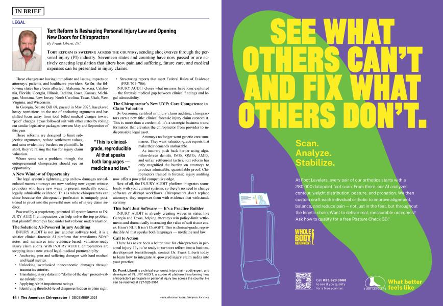 Tort Reform Is Reshaping Personal Injury Law and Opening New Doors for Chiropractors