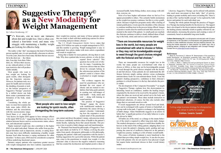 Suggestive Therapy® as a New Modality for Weight Management