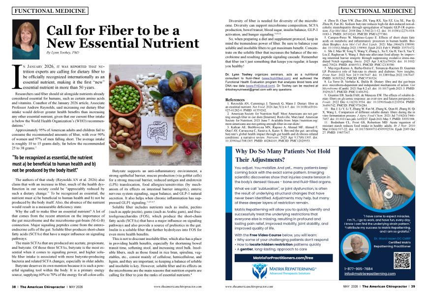 Call for Fiber to be a New Essential Nutrient